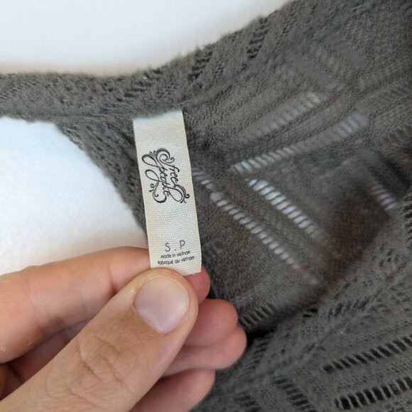 Free People Gracie Brushed Lace Top in Green, Sz S - Picture 2 of 6